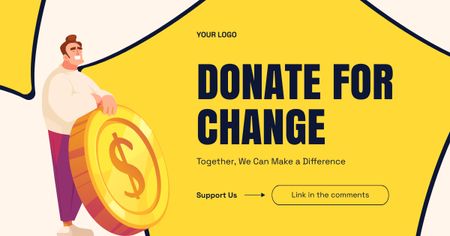 Donation Announcement for Change with Coin Facebook AD Design Template