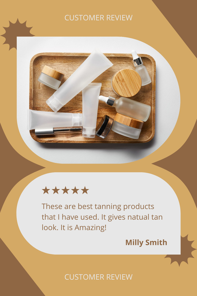 Designvorlage Customer Review for Tanning Cosmetics für Pinterest