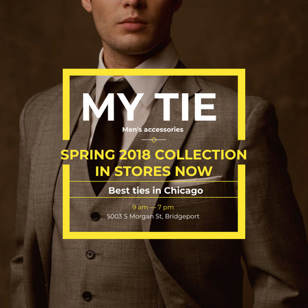 Handsome Man wearing Suit and Tie Instagram AD Design Template