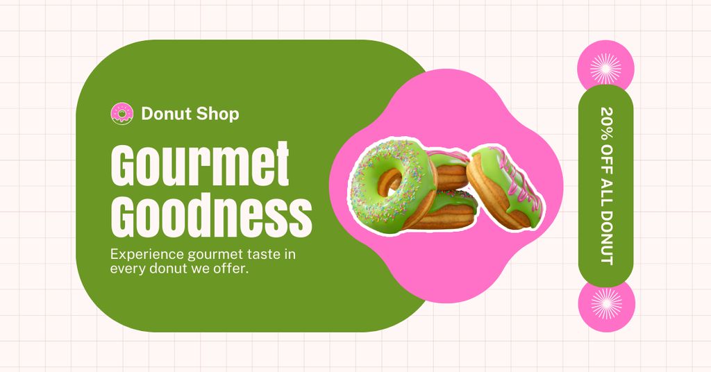 Doughnut Shop Offer of Gourmet Desserts Facebook AD Tasarım Şablonu