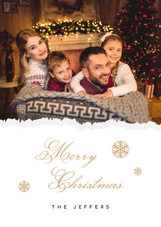 Christmas Cheers With Family By Fir Tree Postcard A6 Vertical Design Template