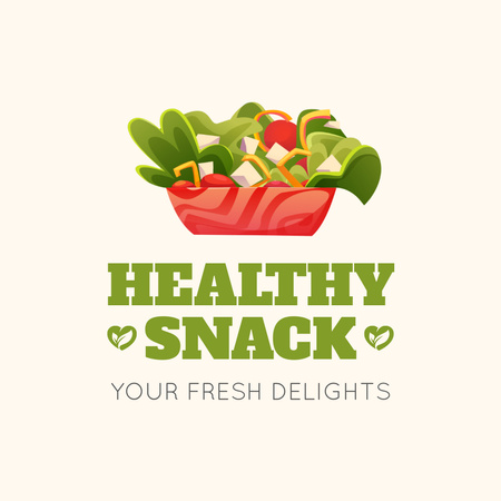Healthy Snack And Salads At Fast Restaurant Animated Logo Design Template