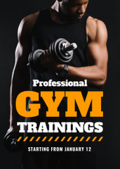 Gym Promotion with Man Lifting Dumbbell
