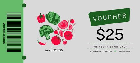 Discount For Fresh Veggies In Grocery Coupon 3.75x8.25in Design Template