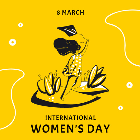 Designvorlage Internationale Frauentagsfeier mit Frau, die Drachen hält für Instagram
