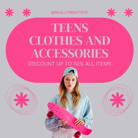 Clothes And Accessories For Teens Sale Offer Instagram Design Template