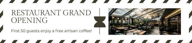 Restaurant Opening Ceremony With Free Coffee Drink Ebay Store Billboard Modelo de Design