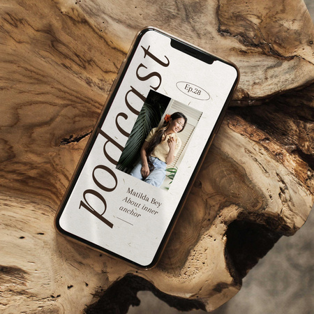 Podcast Topic Announcement with Confident Young Woman Instagram Design Template