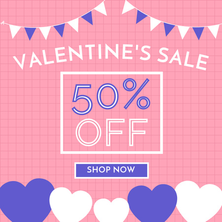 Valentine's Day Discount on Pink Instagram AD Design Template
