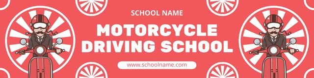 Motorcycle Driving School Lessons Offer In Red Twitter Tasarım Şablonu