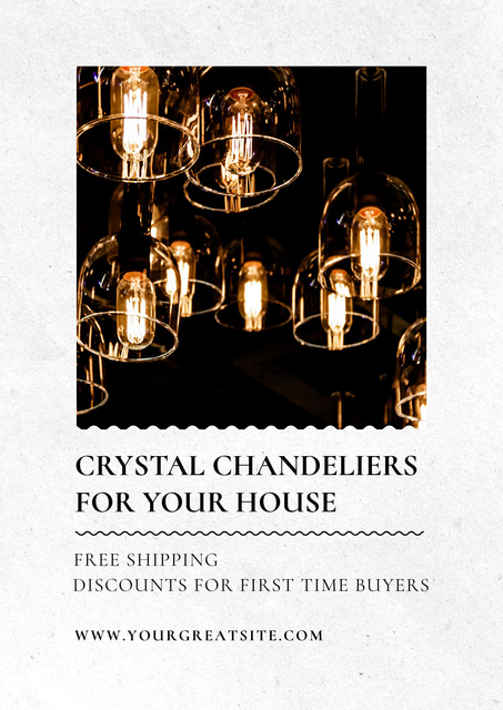 Modern Elegant Crystal Chandeliers from Paris Poster Design Template