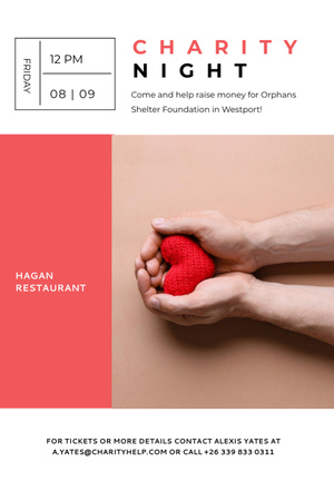 Platilla de diseño Charity Event with Hands holding Red Heart Flyer 4x6in