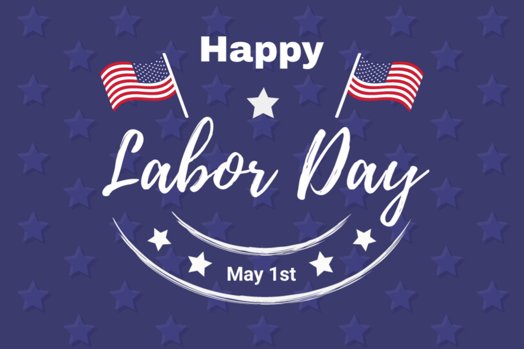 Happy Labor Day Patriotic Greeting Postcard 4x6in Design Template