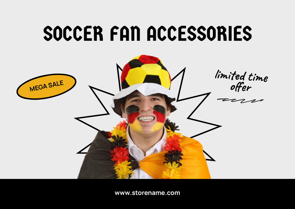 Ontwerpsjabloon van Flyer A6 Horizontal van Customizable Accessories for Soccer Fan Limited Sale Offer