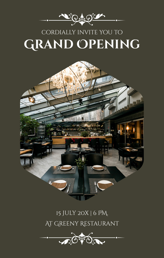 Grand Opening of Luxury Restaurant Invitation 4.6x7.2in Design Template
