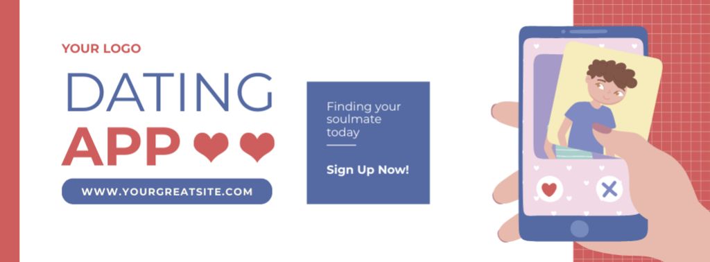 Plantilla de diseño de Subscribe to New Dating App Facebook cover 