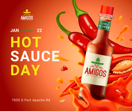 Hot chili sauce day celebration Facebook Design Template