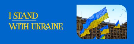 Showing Support To Ukraine With State Flags Twitter Design Template