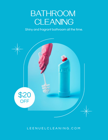 Banyo Temizleme Hizmeti Reklamı Poster 8.5x11in Tasarım Şablonu