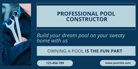 Platilla de diseño Offer of Services for Construction of Swimming Pools Twitter