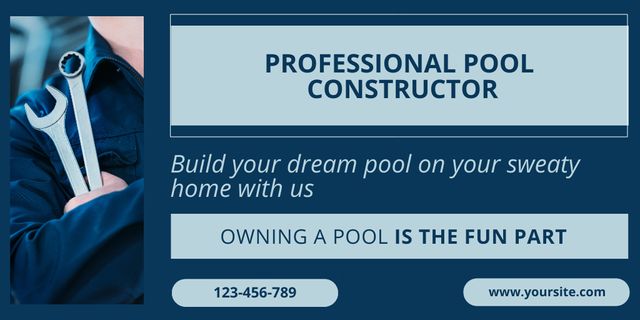 Luxurious Swimming Pool Construction Service Offer Twitter Modelo de Design