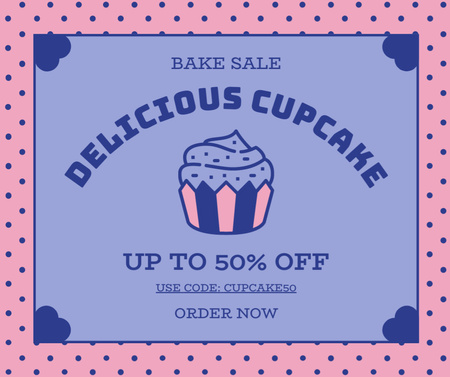 Half-Price on Delicious Cupcakes Facebook Πρότυπο σχεδίασης