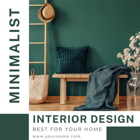 Minimalist Interior Design Green Instagram AD Design Template