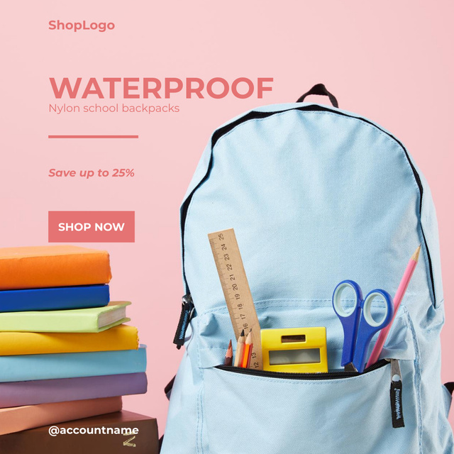 Get Discount For Waterproof School Accessories Instagram Tasarım Şablonu