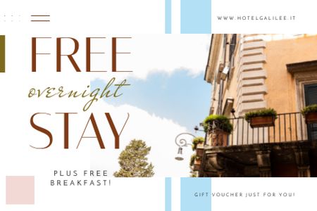 Hotel Offer with Old Building Facade Gift Certificate Design Template