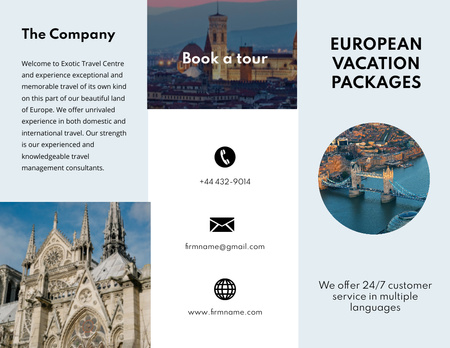 European Vacation Packages Brochure 8.5x11in Design Template