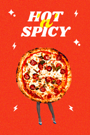 Plantilla de diseño de Funny Pizza with Human Legs Pinterest 