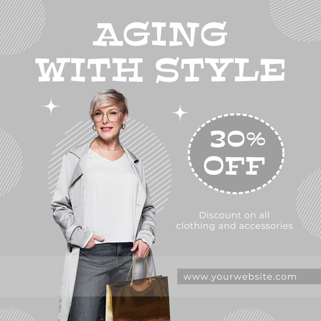 Stylish Clothes And Accessories Sale for Seniors Instagram Design Template