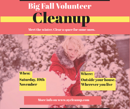 Woman at Winter Volunteer clean up Facebook Πρότυπο σχεδίασης