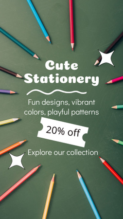 Пропонуйте знижки на кольорові олівці Instagram Video Story – шаблон для дизайну