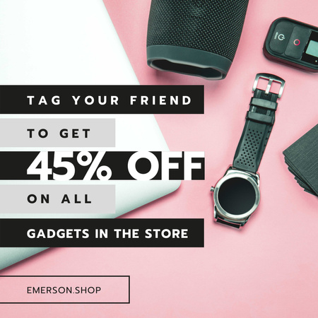 Gadgets Sale with Digital Devices on Table Instagram Design Template