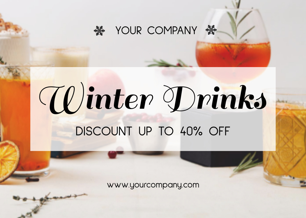 Ontwerpsjabloon van Card van Discount Offer on Winter Drinks