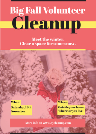 Platilla de diseño Woman at Winter Volunteer clean up Flayer