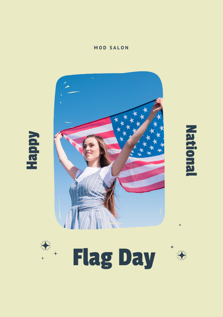National Flag Day Celebration Announcement Postcard A5 Vertical Design Template