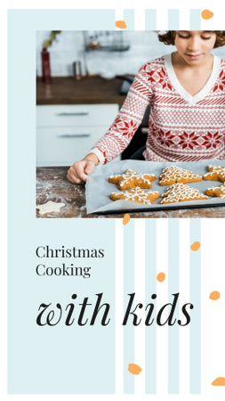 Girl with Christmas ginger cookies Instagram Story Design Template