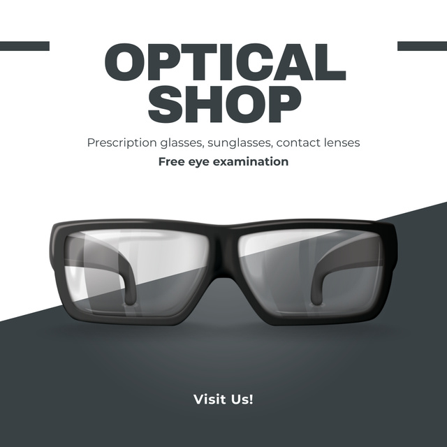 Advertisement for Optical Store with Free Eye Examination Instagram Design Template