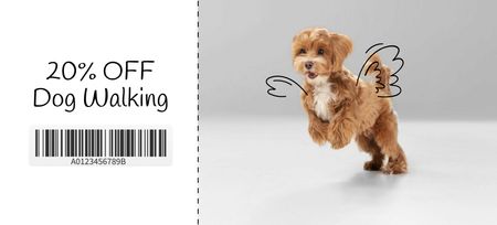 Dog Walking Services with Cute Pup Coupon 3.75x8.25in Design Template