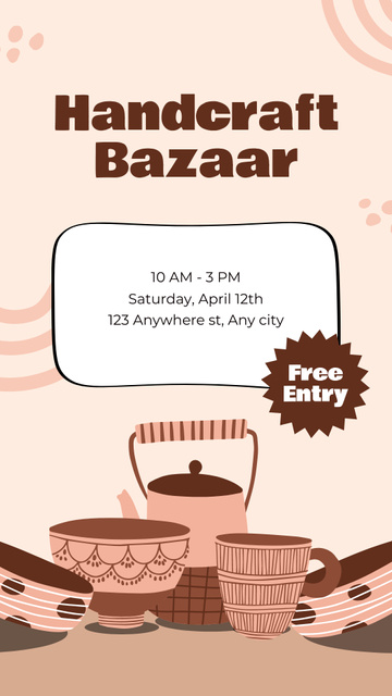Designvorlage Handcraft Bazaar With Teapot And Dishware für Instagram Story