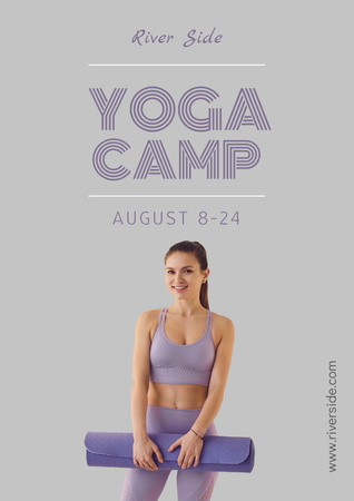 Yoga Fitness Camp Promotion In August Poster A3 Tasarım Şablonu
