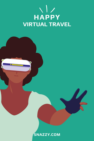 Virtual Travel Offer with Illustration Postcard 4x6in Vertical Modelo de Design