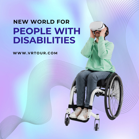 People With Disabilities In Virtual Reality Glasses Instagram tervezősablon