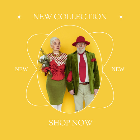 Plantilla de diseño de elegante pareja de ancianos anuncia nueva colección Instagram 