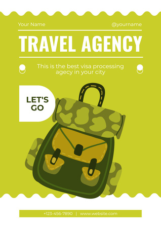 Plantilla de diseño de Oferta de recorrido de senderismo por agencia de viajes en Bright Green Poster 