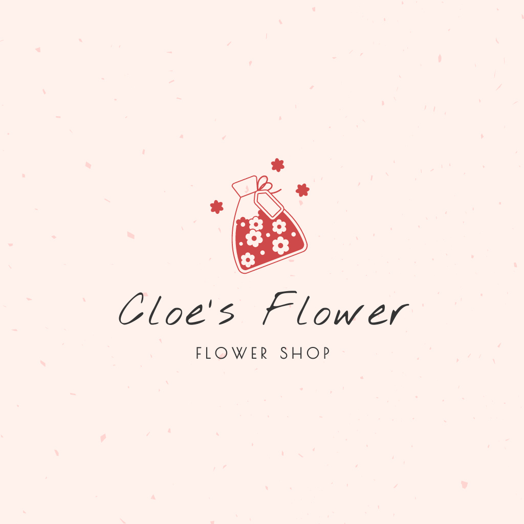 Flower Shop Ad with Red Buds Logoデザインテンプレート