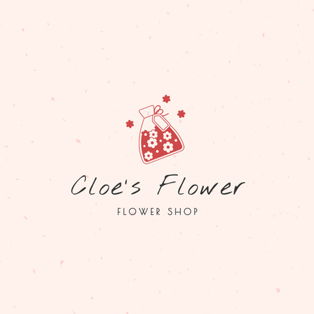 Flower Shop Ad with Red Buds Logo Design Template