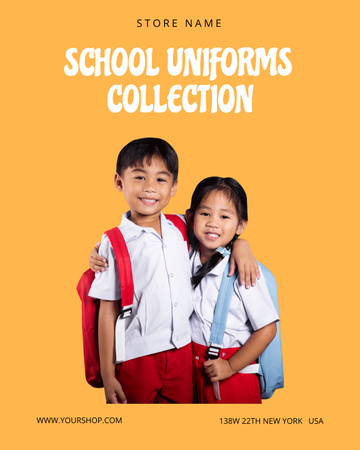 School Apparel and Uniforms Sale Offer with Pupils Poster 16x20in Design Template